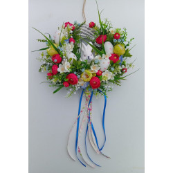 Wianek Wielkanocny 42 cm z Zającem i Jajkami